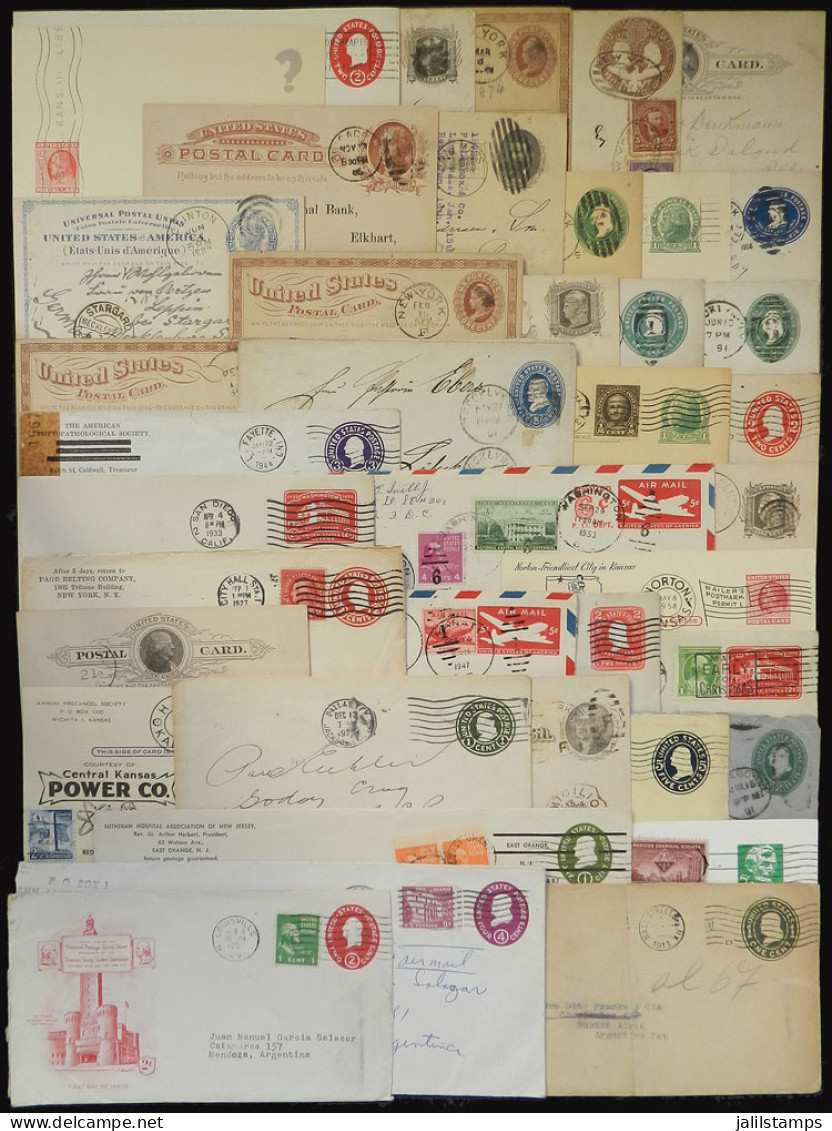 UNITED STATES: 40 Postal Stationeries (covers And Cards) Used In Varied Periods And Sent To Various Destinations, Some V - Poststempel