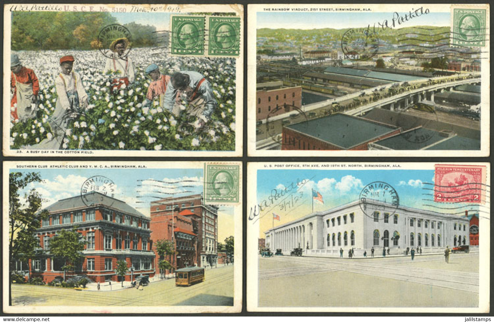 UNITED STATES: Alabama, BIRMINGHAM: 14 Old Postcards With Very Good Views, Sent To Argentina In Early Part Of XX Century - Otros & Sin Clasificación