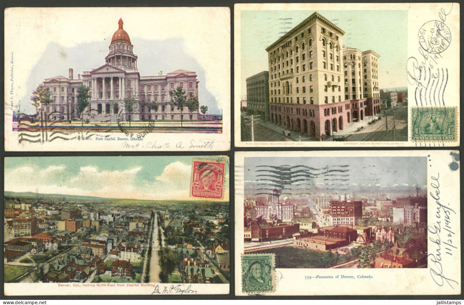 UNITED STATES: Colorado, DENVER: 8 Old Postcards With Very Good Views, Almost All Sent To Argentina Between 1905 And 190 - Denver