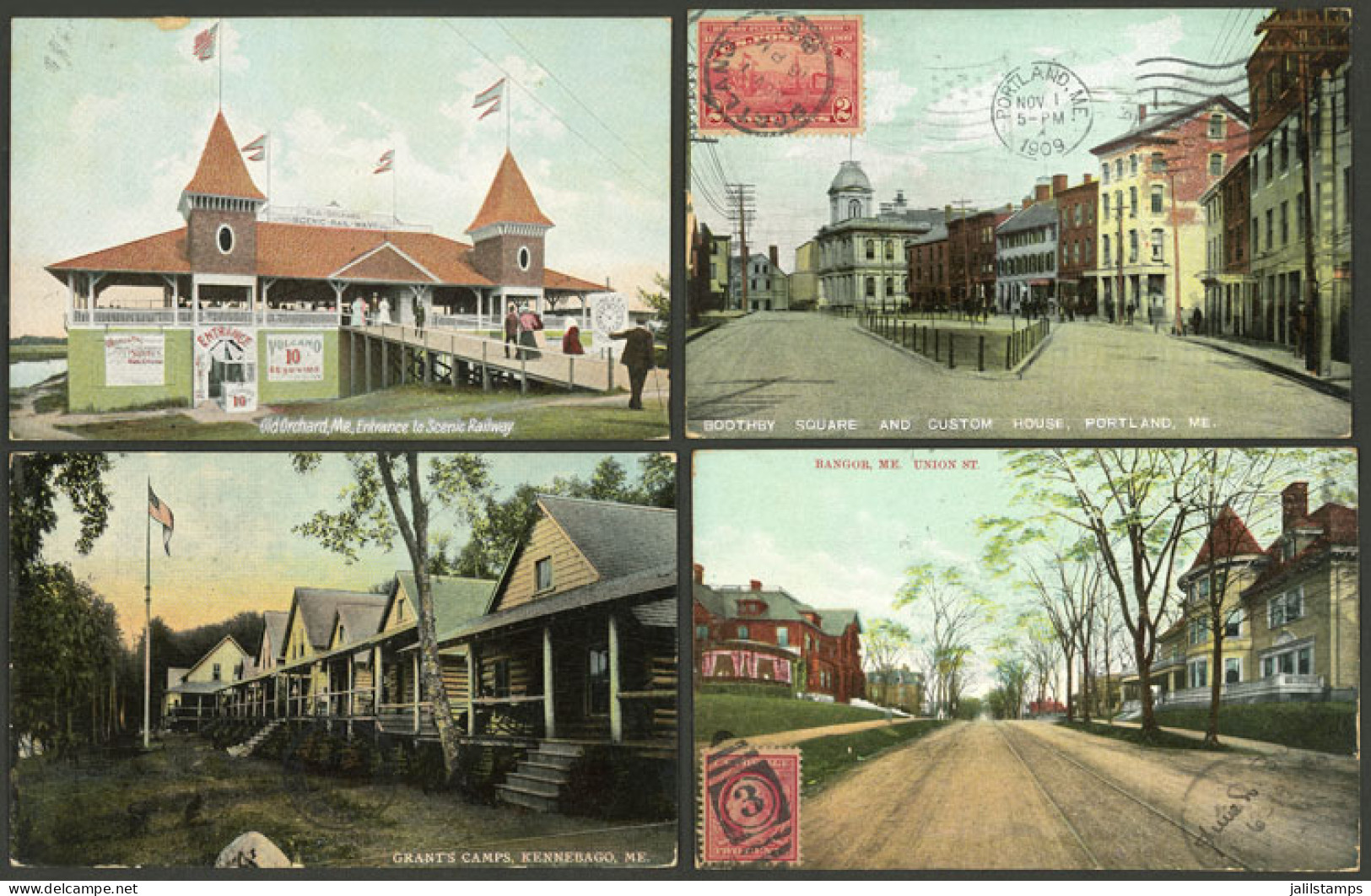 UNITED STATES: Maine State: 7 Old Postcards With Very Good Views, Almost All Sent To Argentina In Early Part Of XX Centu - Altri & Non Classificati