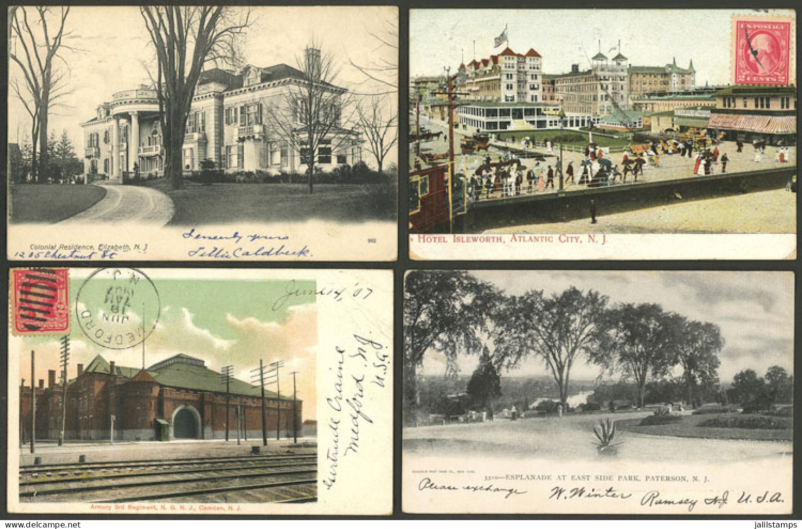 UNITED STATES: New Jersey State: 16 Old Postcards With Very Good Views, Almost All Sent To Argentina In Early Part Of XX - Andere & Zonder Classificatie