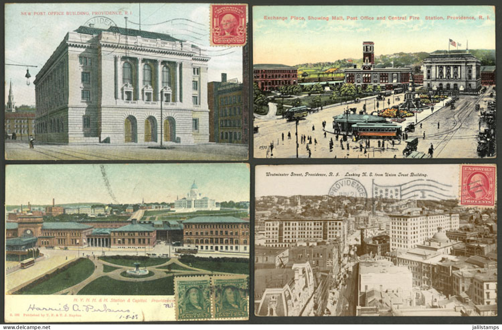 UNITED STATES: Rhode Island: 11 Old Postcards With Very Good Views, Almost All Sent To Argentina In Early Part Of XX Cen - Otros & Sin Clasificación