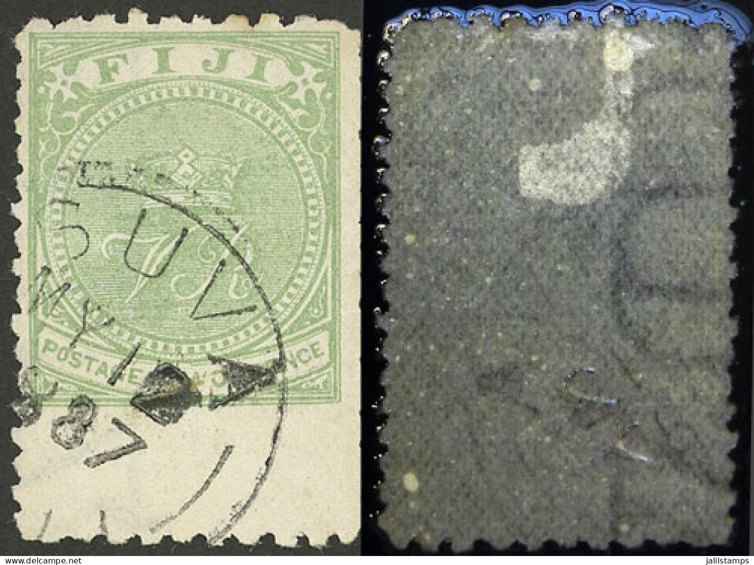 FIJI: Sc.41, 1878/90 2p. Green, Perforation 10x12, WITH LETTER WATERMARK, Used In Suva On 12/MAY/1887, VF Quality! - Fiji (...-1970)