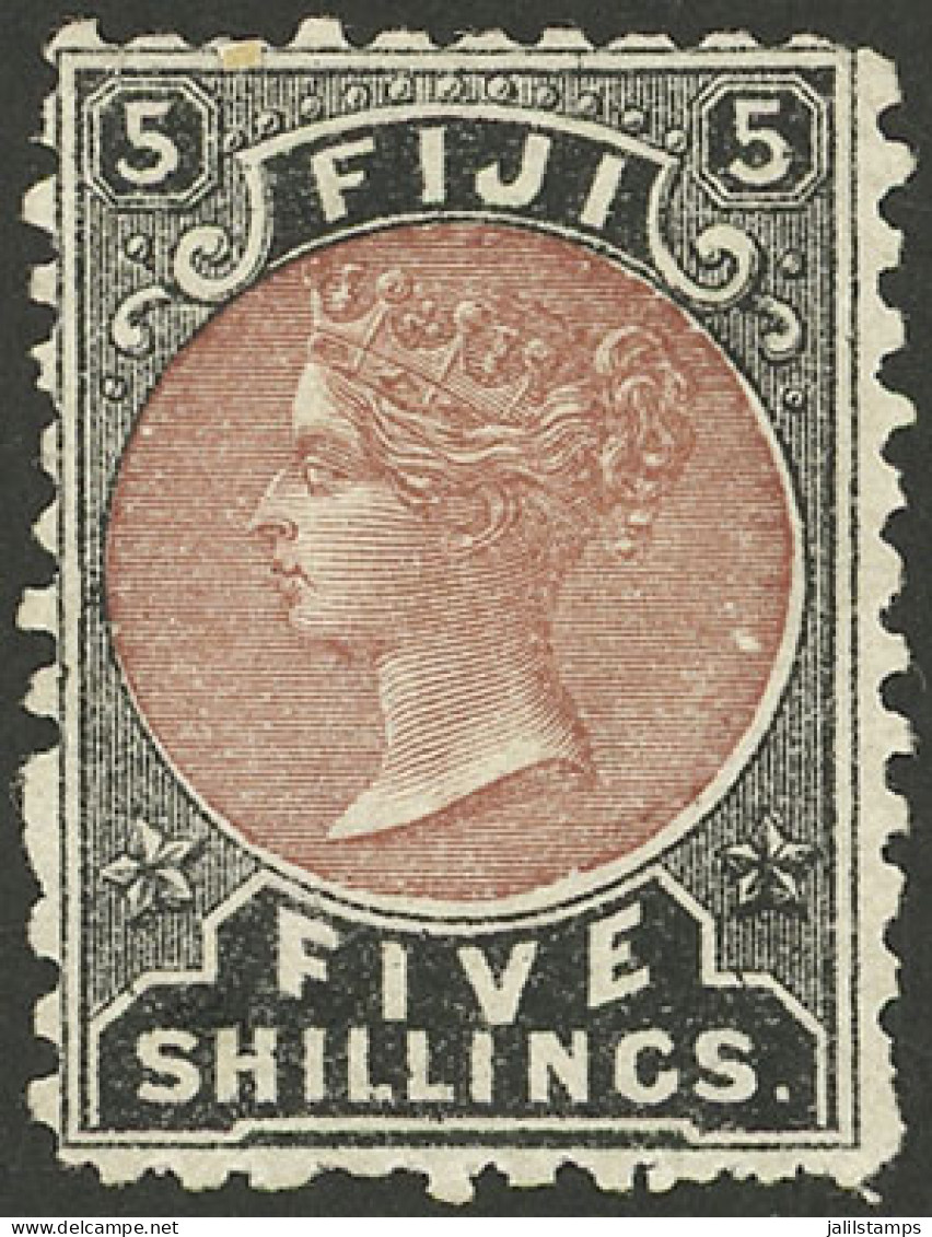 FIJI: Sc.45, 1878/90 5Sh. Perf 10, Mint With Original Gum, VF! - Fidji (...-1970)