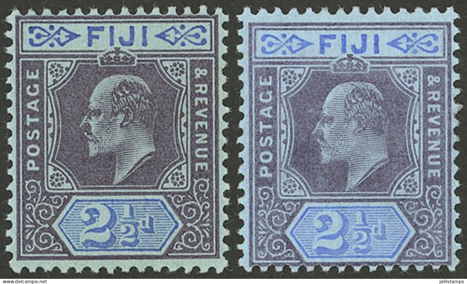 FIJI: Sc.62, 1903 2½p., 2 Mint Examples, DIFFERENT Shades, VF! - Fidschi-Inseln (...-1970)