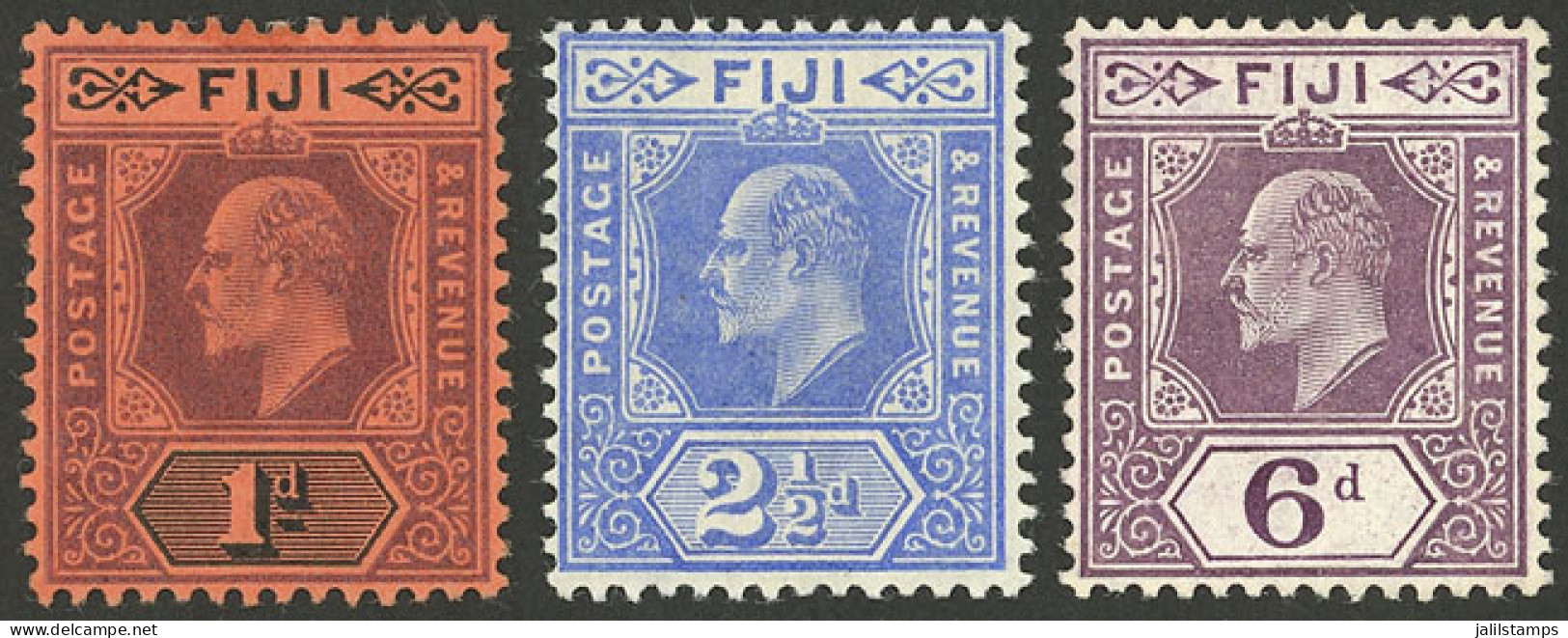 FIJI: Sc.71 + 73 + 74, 1904/12 Edward VII, 3 Values Of The Set, Mint, VF! - Fiji (...-1970)