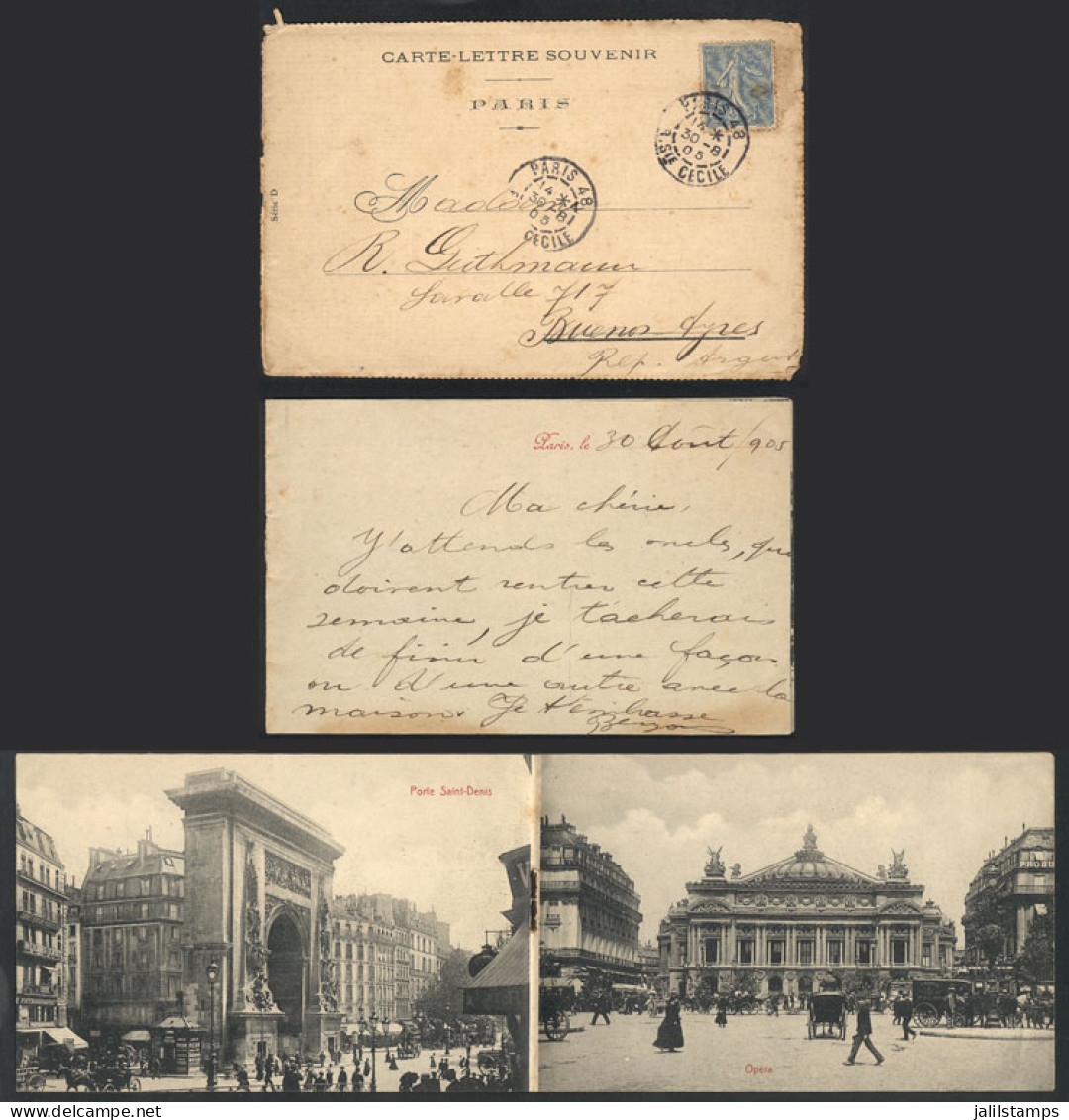 FRANCE: Carte-lettre Souvenir" (envelope Containing A Booklet With A Black Page And 5 Pages With Photos With Good Views  - Autres & Non Classés