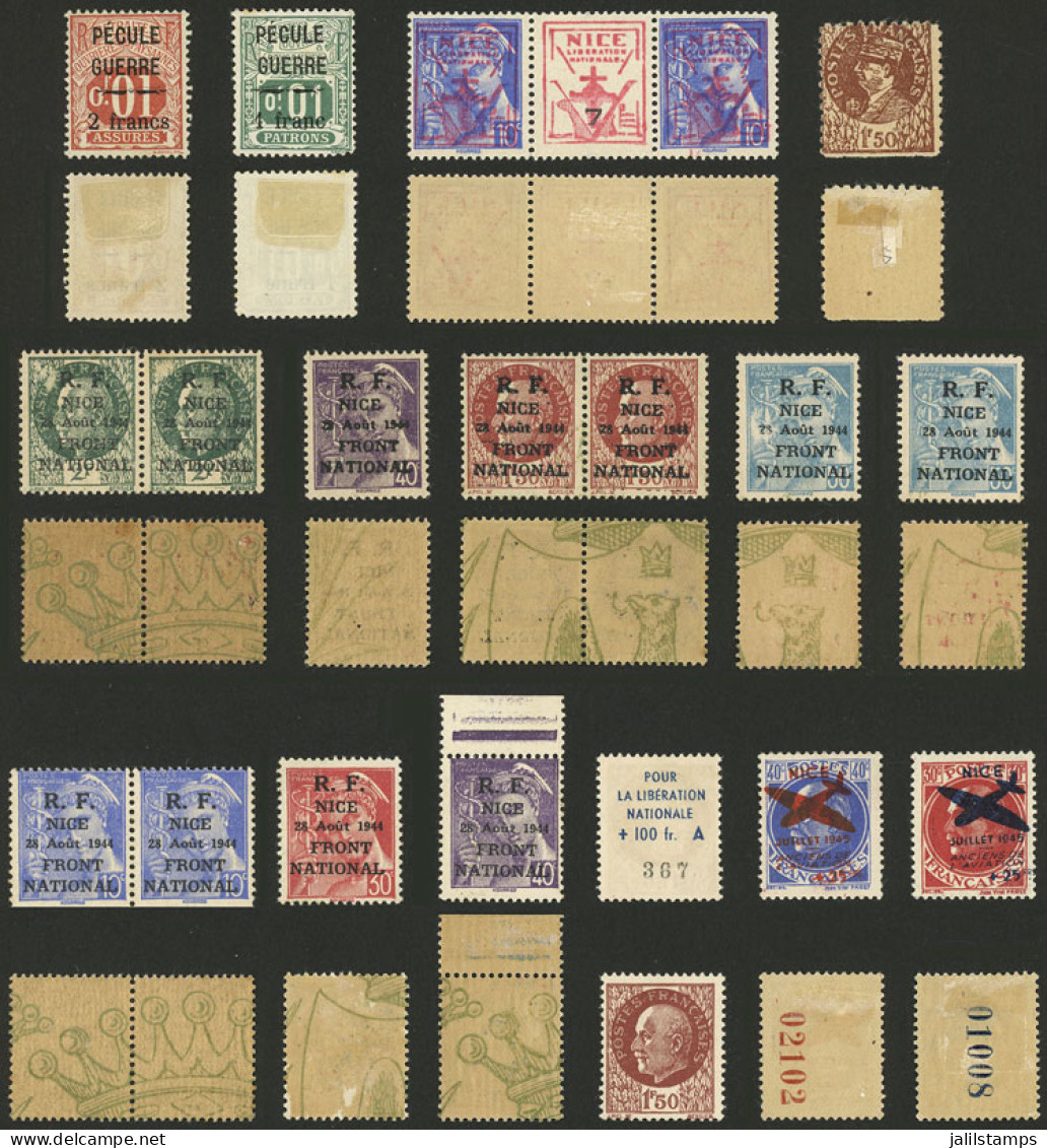 FRANCE: Interesting Lot Of Overprinted Stamps (World War II, Etc), Most Of Very Fine Quality, Good Lot, Low Start! - Andere & Zonder Classificatie