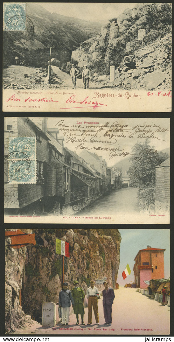 FRANCE: FRONTIER TOWNS: 3 Old Postcards, Very Good Views, Some Sent To Argentina, Very Fine General Quality. IMPORTANT:  - Sonstige & Ohne Zuordnung