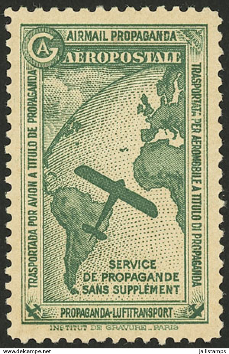FRANCE: AEROPOSTALE: Beautiful Cinderella Promoting Airmail Services To South America, Mint, With The Gum A Little Darke - Vignetten (Erinnophilie)