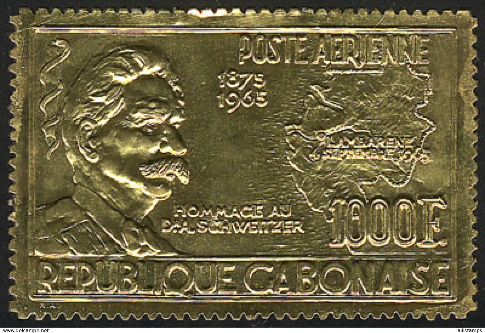 GABON: Sc.C39, 1965 Albert Schweitzer, Gold Foil, MNH, Excellent And Rare! - Sonstige & Ohne Zuordnung