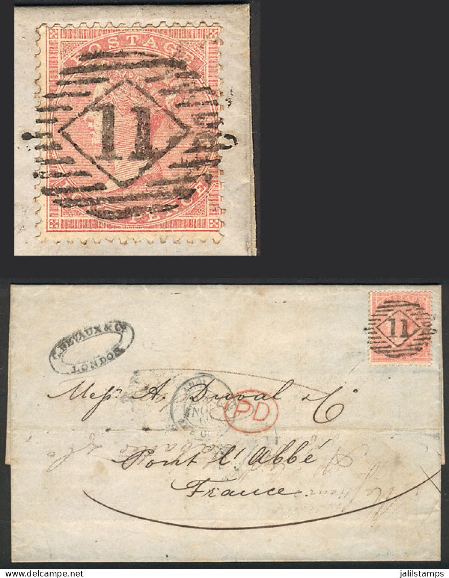 GREAT BRITAIN: Entire Letter Sent From London To Pont L'Abbé (France) On 14/NO/1860, Franked With 4p. Of 1857 (Sc.26), V - Sonstige & Ohne Zuordnung