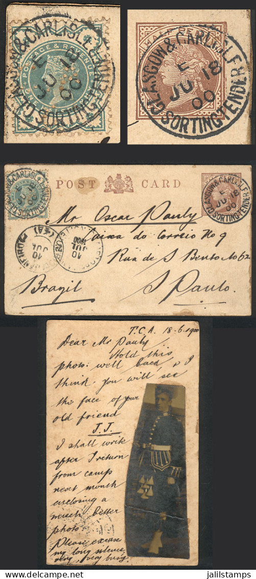 GREAT BRITAIN: ½p. Postal Card Uprated With A ½p. Stamp With Commercial PERFIN, Cancelled "GLASGOW & CARLISLE - SORTING  - Other & Unclassified