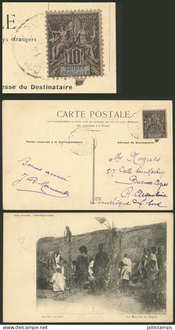 FRENCH GUINEA: Attractive Postcard With View Of "Haute Guinee, Le Marché De Beyla", Franked With 10c. (Sc.5) And Sent To - Andere & Zonder Classificatie