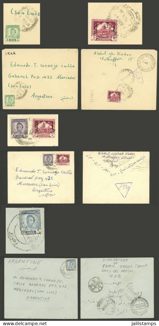 IRAQ: 3 Covers Sent To Argentina In 1949, 2 Of Them With A Combination Of Definitive Stamp + OFFICIAL STAMP, Also With A - Irak