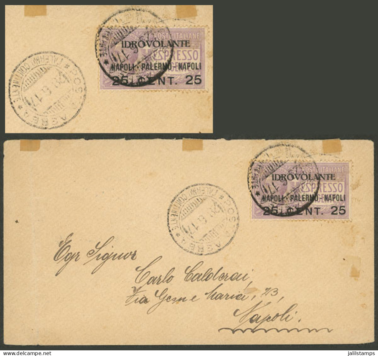 ITALY: Sc.C2, 1917 25c. On 40c. Franking A Cover Sent From Palermo To Napoli On 28/JUN/1917, Very Nice! - Non Classés