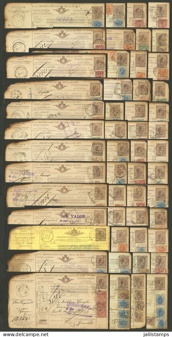 ITALY: Over 50 Dispatch Notes Of Parcel Posts Sent To Argentina In 1890s, All With Attractive Additional Postages And Va - Ohne Zuordnung