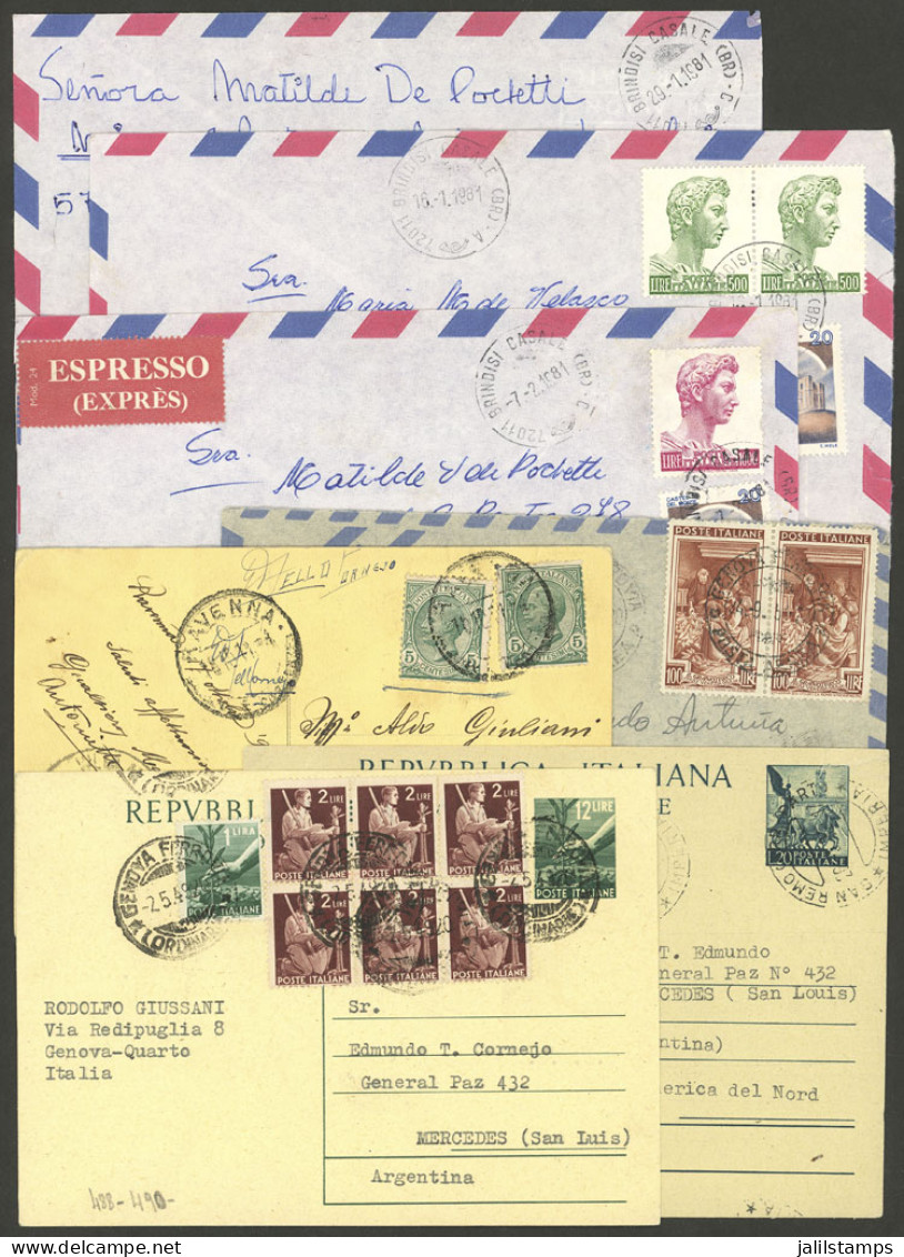 ITALY: 7 Covers And Cards Sent To Argentina Between 1911 And 1981, Nice Group! - Unclassified