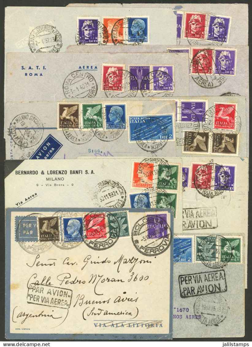 ITALY: 10 Airmail Covers Sent To Argentina Between 1935 And 1940, Fine To Very Fine General Quality! IMPORTANT: Please V - Non Classés