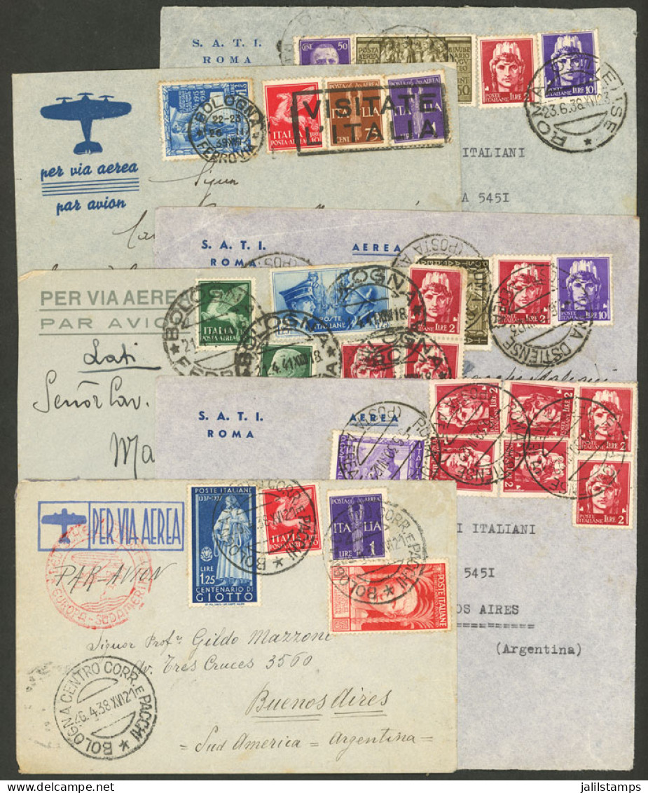 ITALY: 6 Airmail Covers Sent To Argentina Between 1938 And 1941 With 13L. Postage Including One Or More Commemorative St - Non Classés
