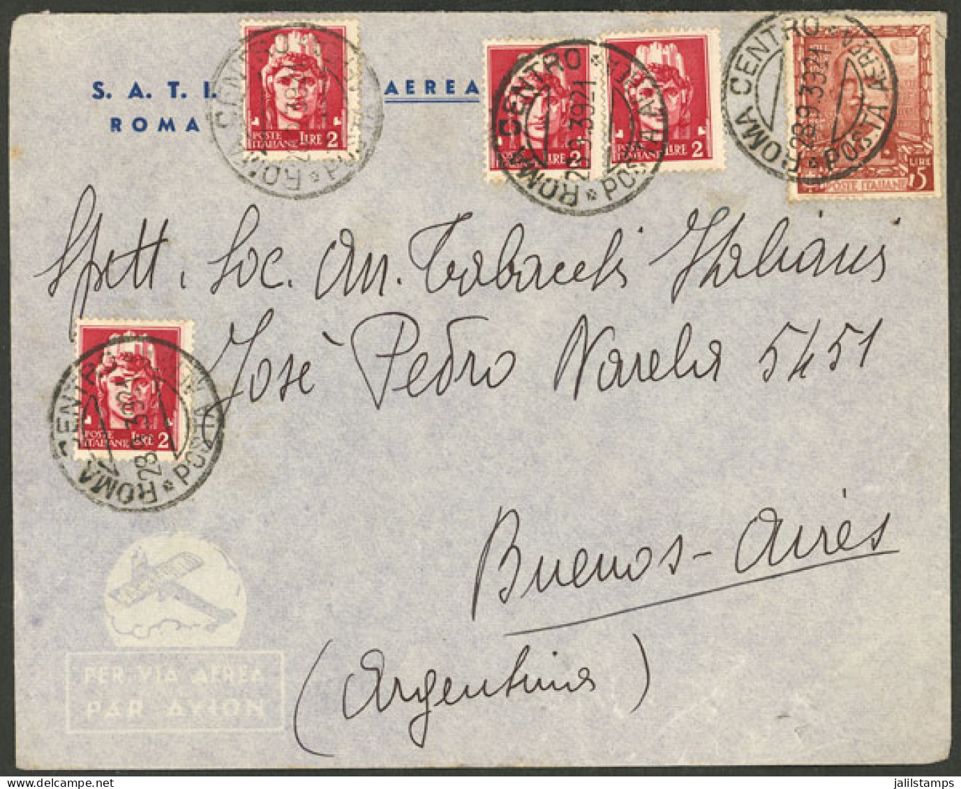 ITALY: 28/SE/1939 Roma - Argentina, Airmail Cover Franked With 13L. Including 5L. "Proclamation" (Sc.409), Very Fine Qua - Unclassified