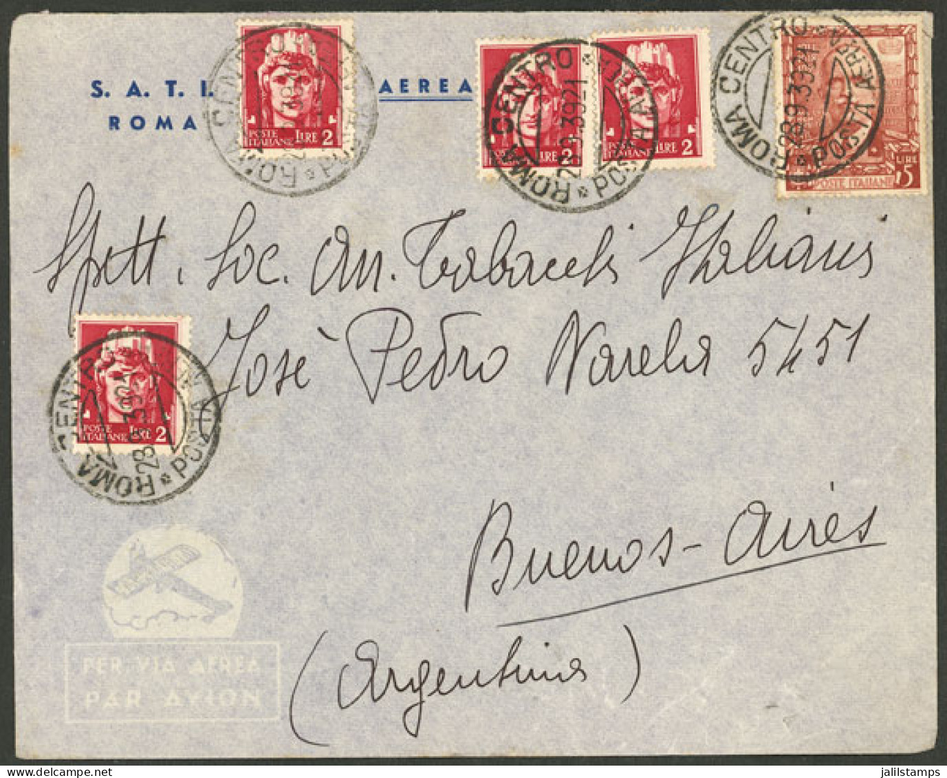 ITALY: 28/SE/1939 Roma - Argentina, Airmail Cover Franked With 13L. Including 5L. "Proclamation" (Sc.409), Very Fine Qua - Non Classés