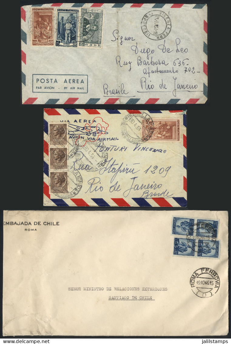 ITALY: 3 Covers Sent To Brazil And Chile Between 1946 And 1954, Interesting! - Non Classés