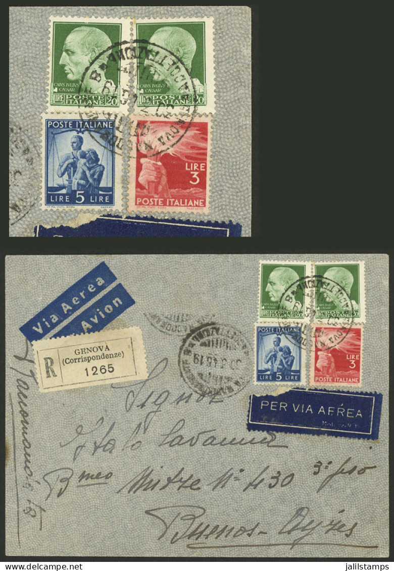 ITALY: 30/MAR/1946 Genova - Argentina, Registered Airmail Cover Franked With 48L. (part Of The Original Postage Is Missi - Ohne Zuordnung