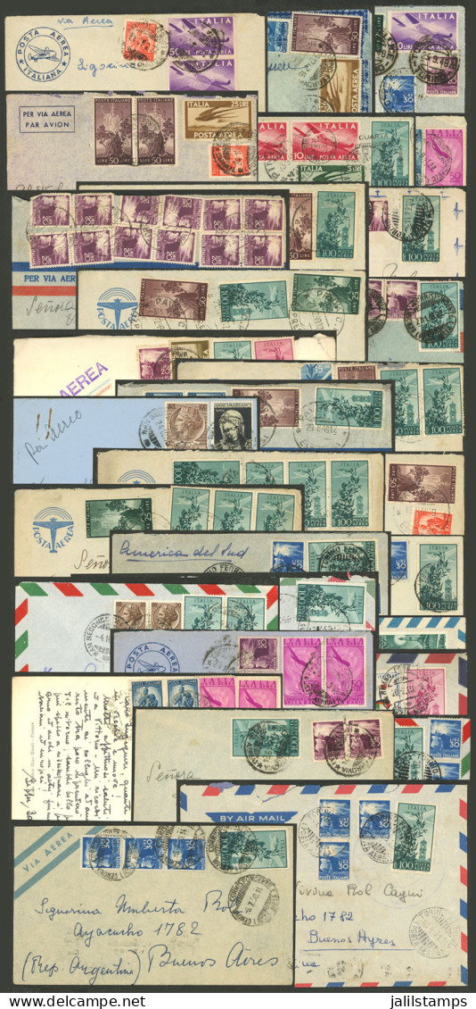 ITALY: 30 Covers, Almost All Sent To Argentina By Airmail Between 1947 And 1958 With Varied Postages That Include Differ - Non Classés