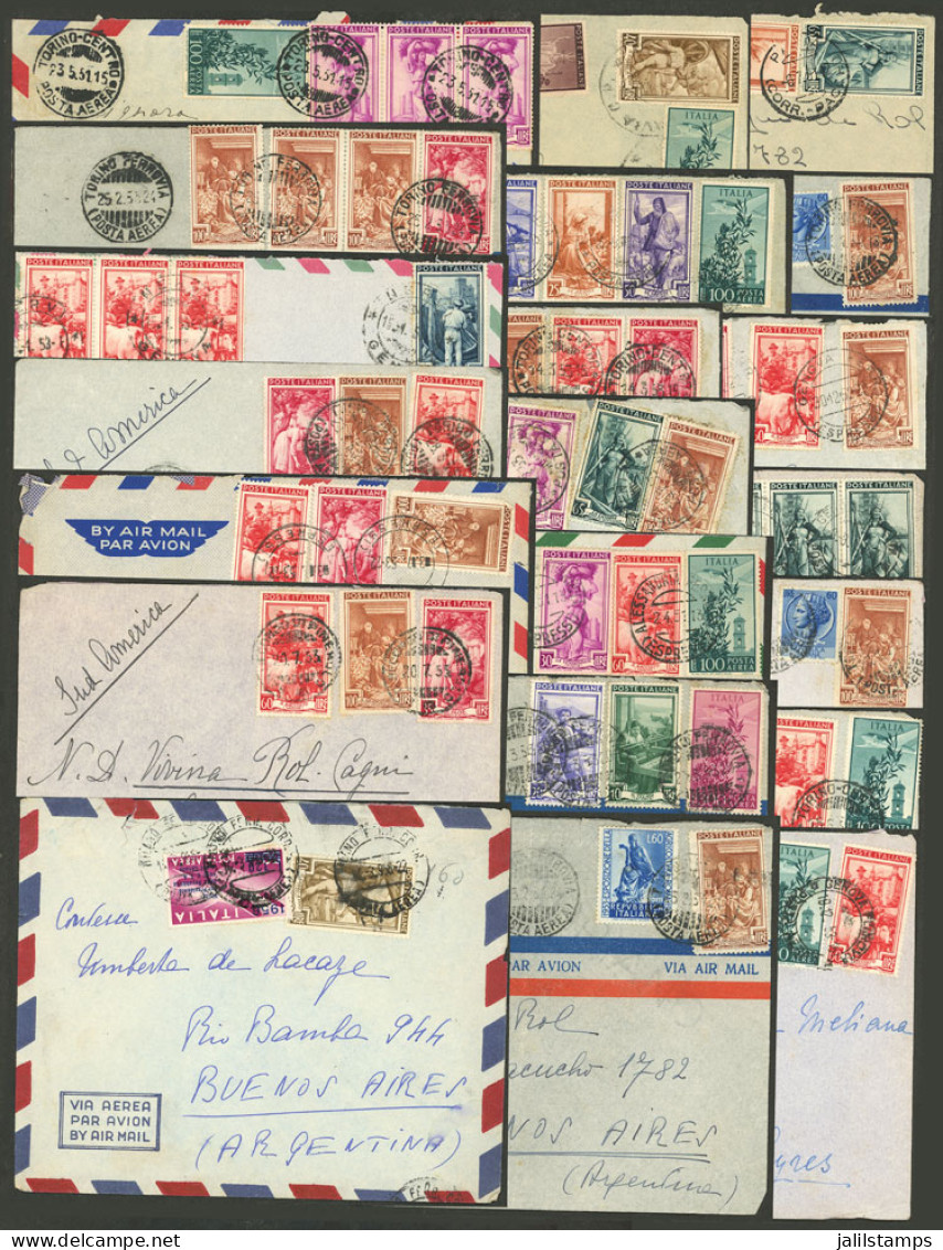 ITALY: 21 Airmail Covers Sent To Argentina Between 1950 And 1956, All With Postages That Include Stamps From "Italia Al  - Non Classés