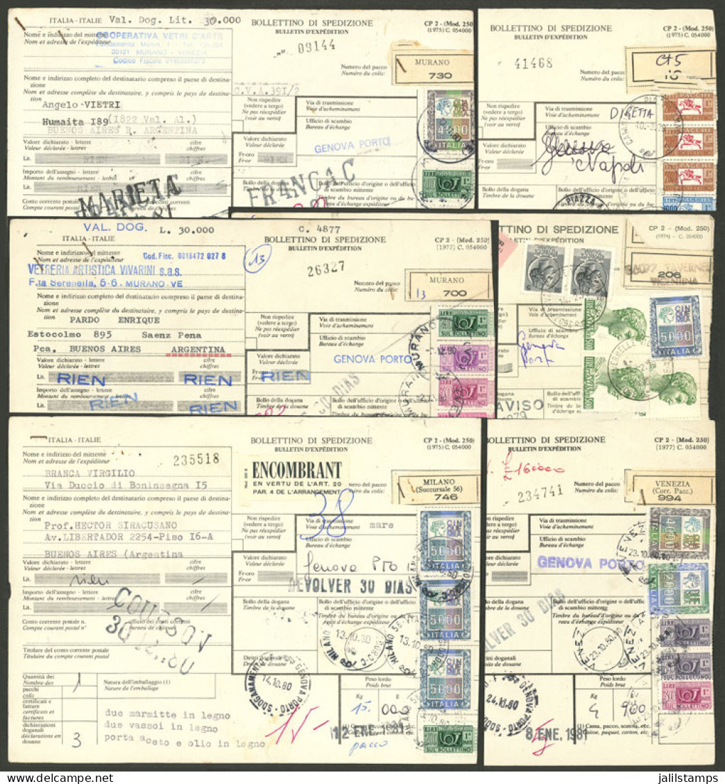 ITALY: 6 Dispatch Notes Of Parcel Posts Sent To Argentina In 1979 And 1980, Varied Rates, Very Nice Lot! - Non Classés