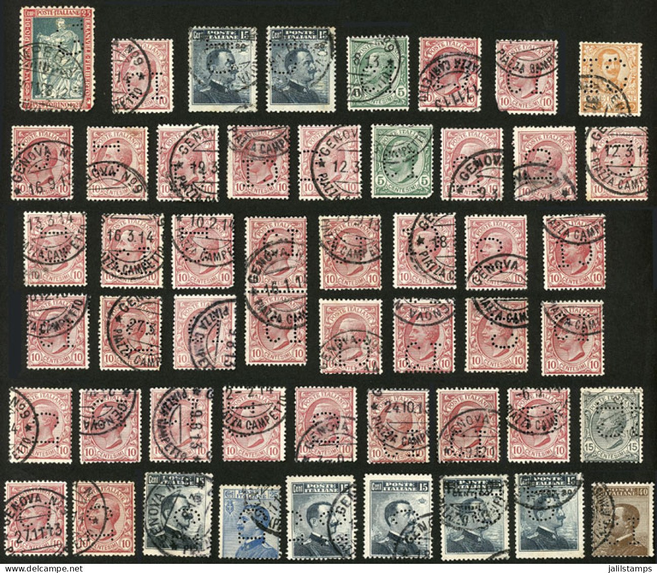 ITALY: PERFIN "CI": Group Of Stamps With "CI" Commercial Perfin, VF Quality!" - Non Classés