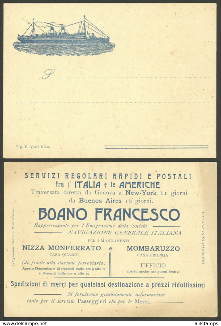 ITALY: Old Card Of A Representative Of "Navigazione Generale Italiana" Shipping Company, Very Fine Quality, Very Decorat - Non Classés