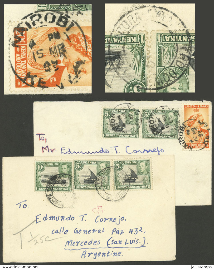 K.U.T.: 2 Covers Sent To Argentina In 1940 And 1949, Cancelled "MWANZA T.P.O. DOWN" And "NAIROBI" Respectively, The Olde - Sonstige & Ohne Zuordnung