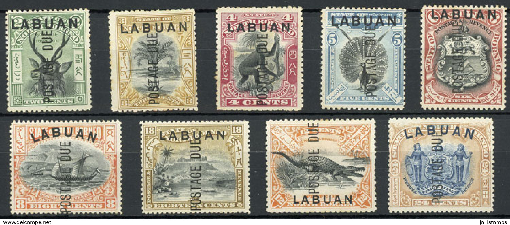 LABUAN: Sc.J1/J9, 1901 Complete Set Of 9 Values, Mint With Original Gum. The Values Of 8c. And 18c. With Perforation 15, - Straits Settlements