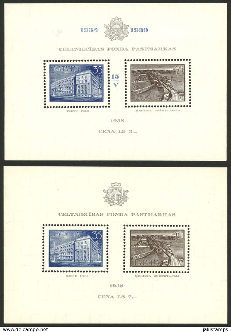 LATVIA: Sc.B96 + B97, 1938/9 National Reconstruction, Both MNH, With Some Natural Paper Creases, Natural Of This Issue,  - Lettland