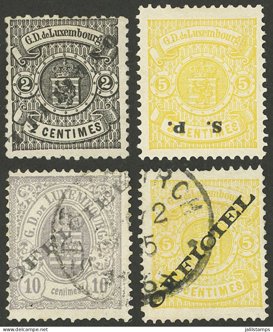 LUXEMBOURG: 4 Old Stamps Of Very Fine Quality, 2 With Inverted Overprint, Very Interesting! - Otros & Sin Clasificación