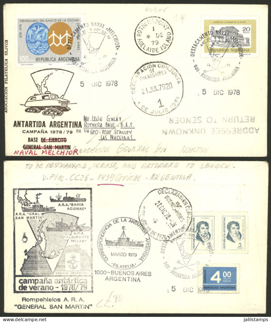FALKLAND ISLANDS/MALVINAS: 5/DE/1978 Melchior Base (Argentine Antarctica) - Port Stanley - Buenos Aires: Cover Sent From - Falkland Islands