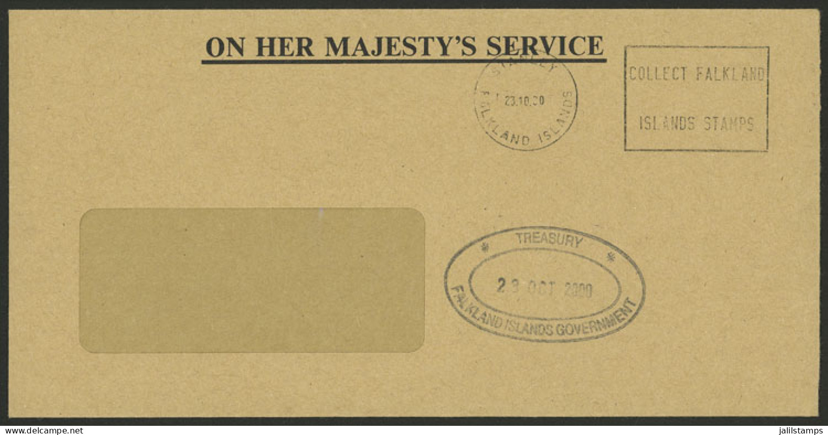 FALKLAND ISLANDS/MALVINAS: Official Cover Used In Port Stanley On 23/OC/2000 With Slogan Cancel: COLLECT FALKLAND ISLAND - Falklandinseln