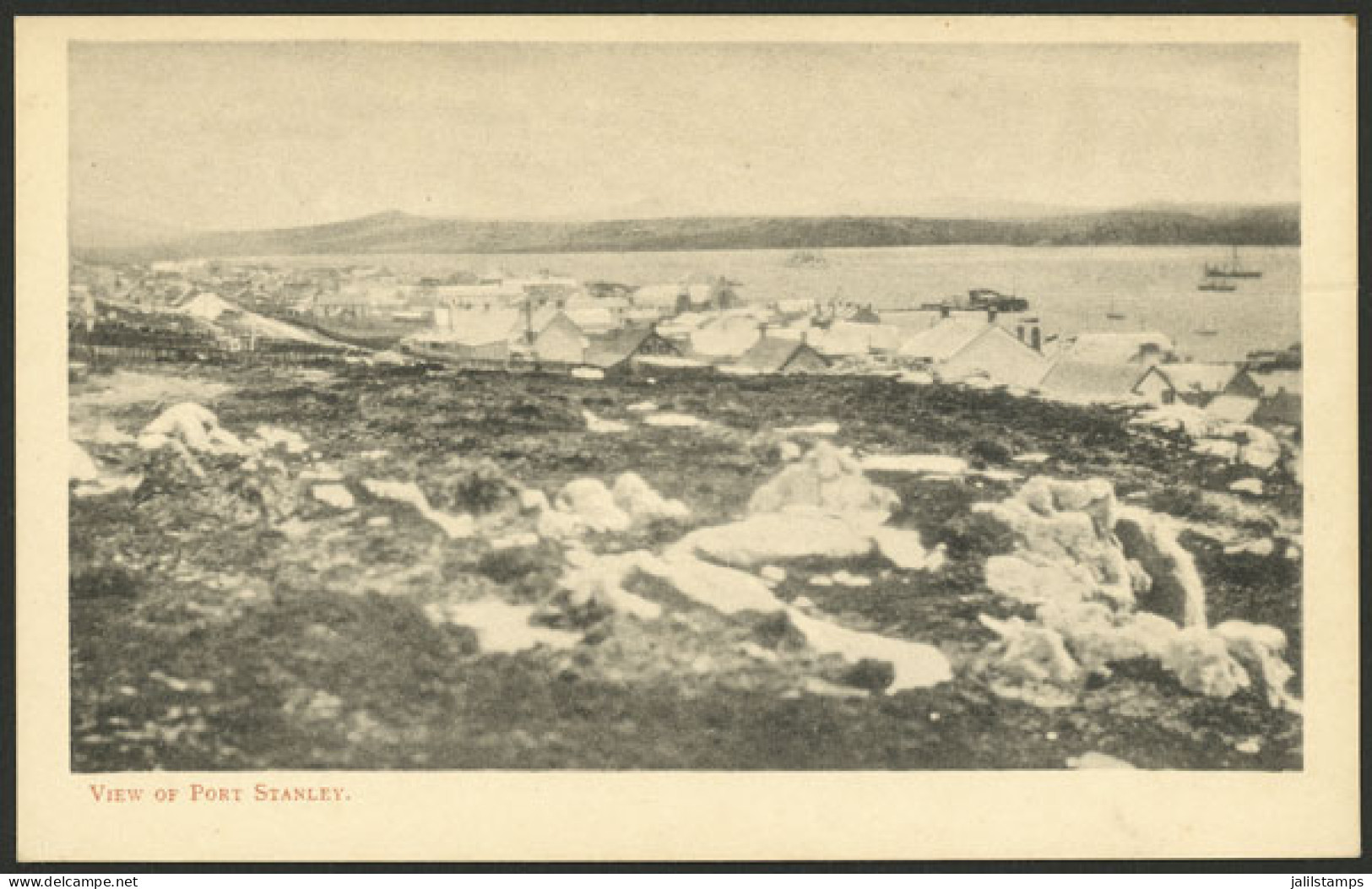 FALKLAND ISLANDS/MALVINAS: PORT STANLEY: General View, Old Unused Postcard, Very Fine Quality! - Isole Falkland
