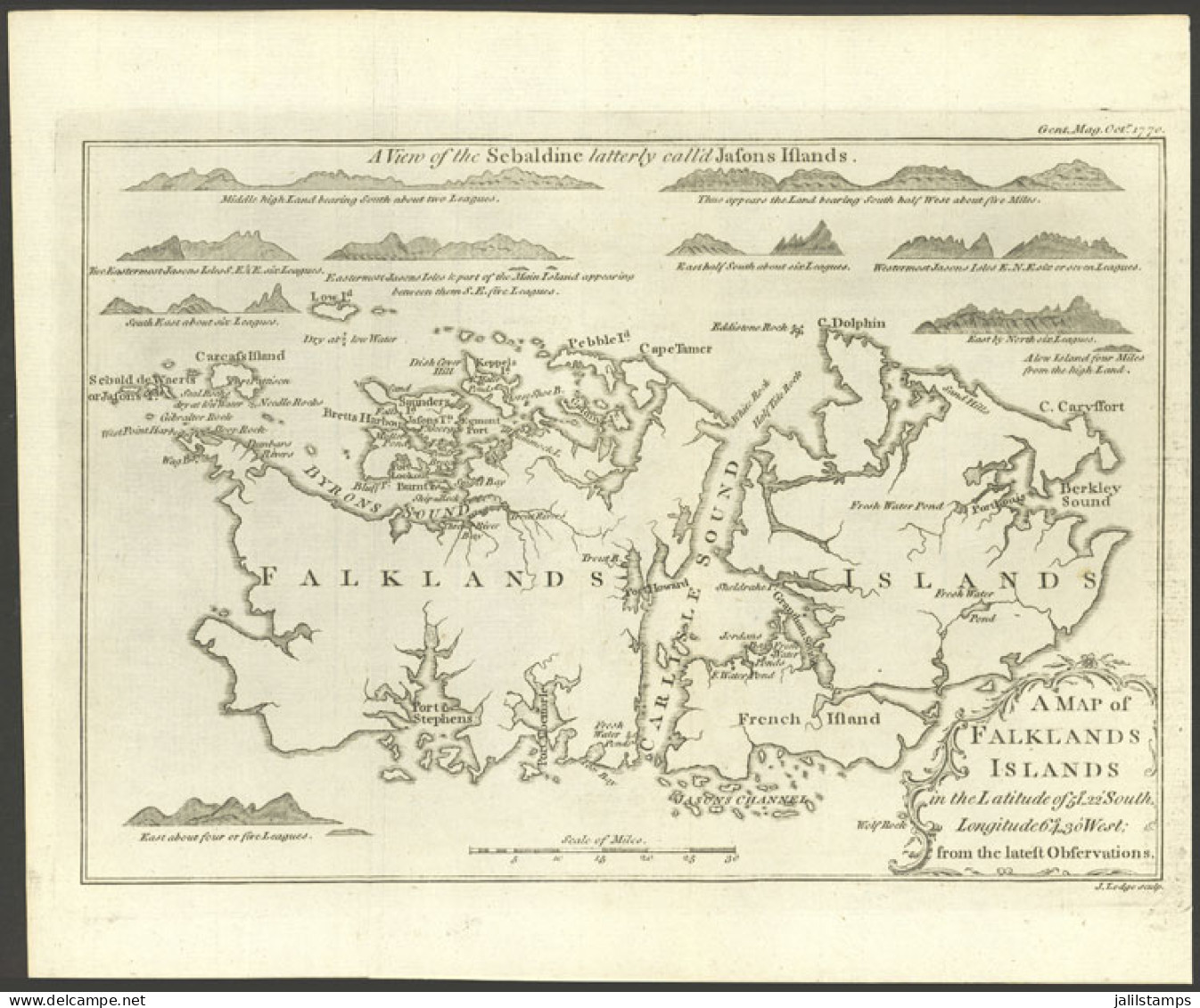 FALKLAND ISLANDS/MALVINAS: Old Map Of The Islands, Size 23.8 X 16.3 Cm, With 2 Folds, Excellent Quality! - Altri & Non Classificati