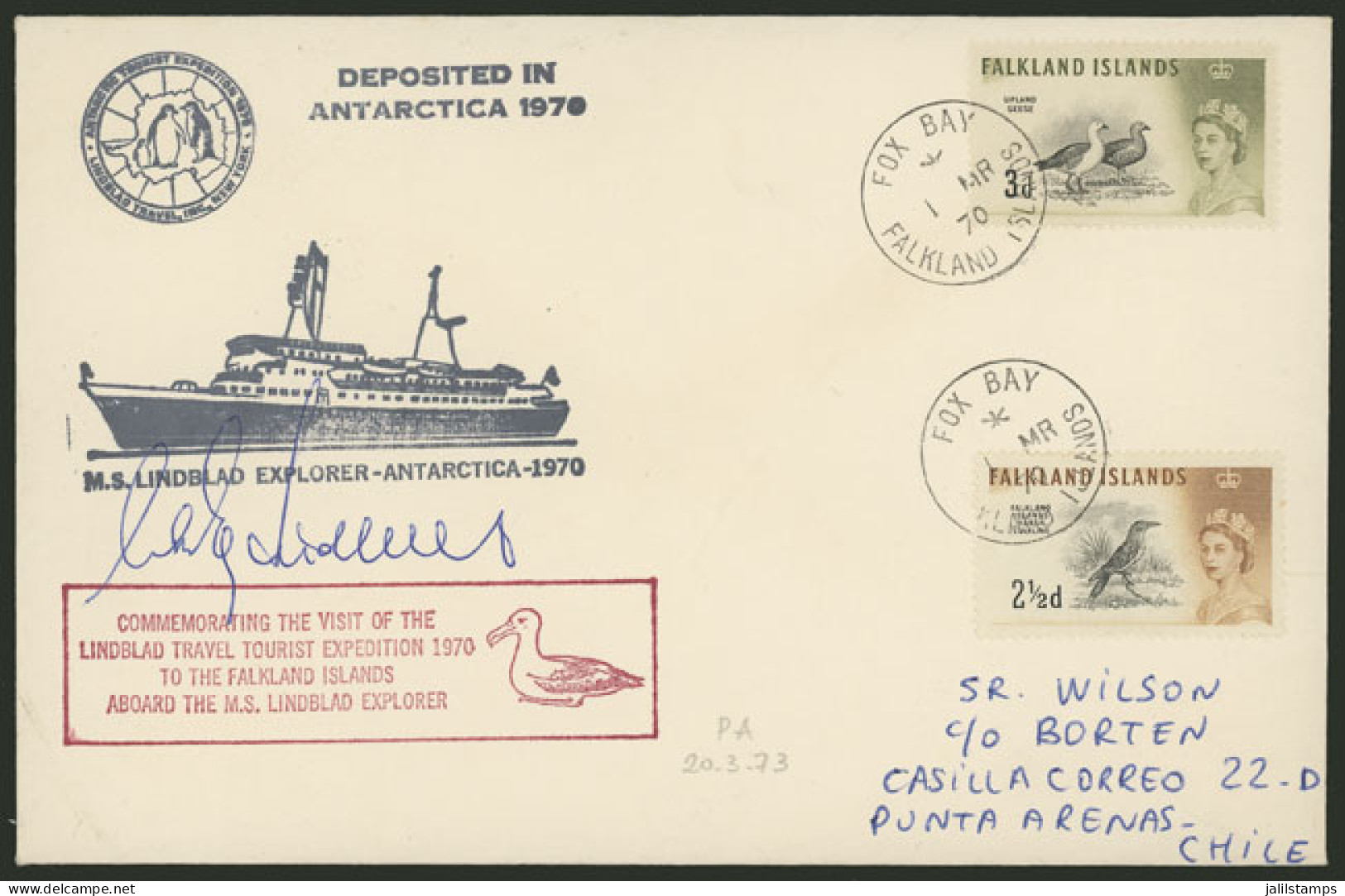 FALKLAND ISLANDS/MALVINAS - S.GEORGIA: Cover Commemorating The Visit To The Islands Of The "Lindblad Travel Tourist Expe - Falkland