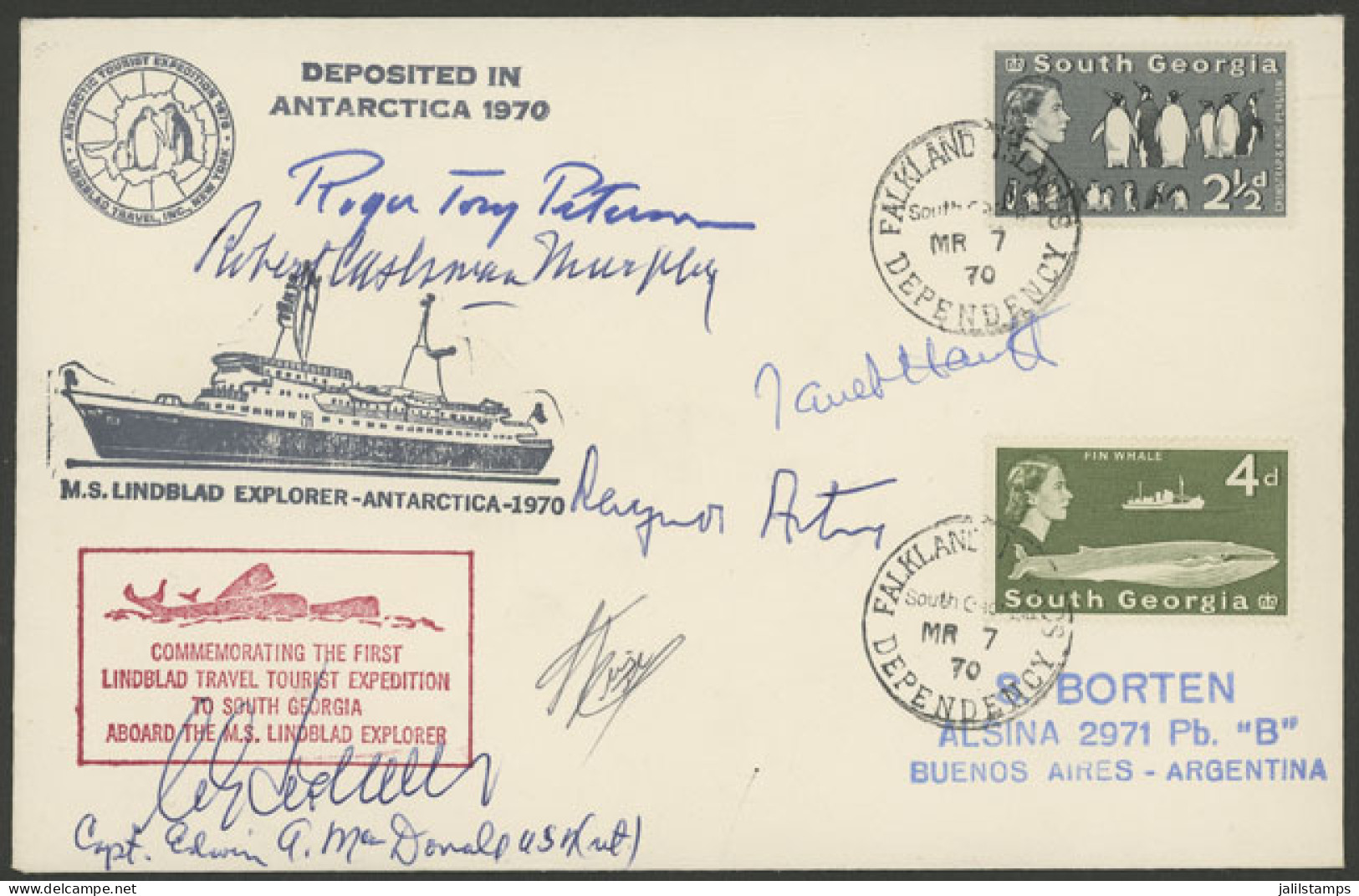 FALKLAND ISLANDS/MALVINAS - S.GEORGIA: Cover Commemorating The 1st Lindblad Travel Tourist Expedition To South Georgia A - Falklandinseln