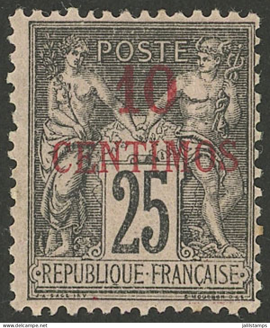 MOROCCO - FRENCH POST: Yvert 5d, Overprint Error: 10c. On 25c. Black On Rose, Mint Lightly Hinged, Very Fresh, Very Fine - Autres & Non Classés