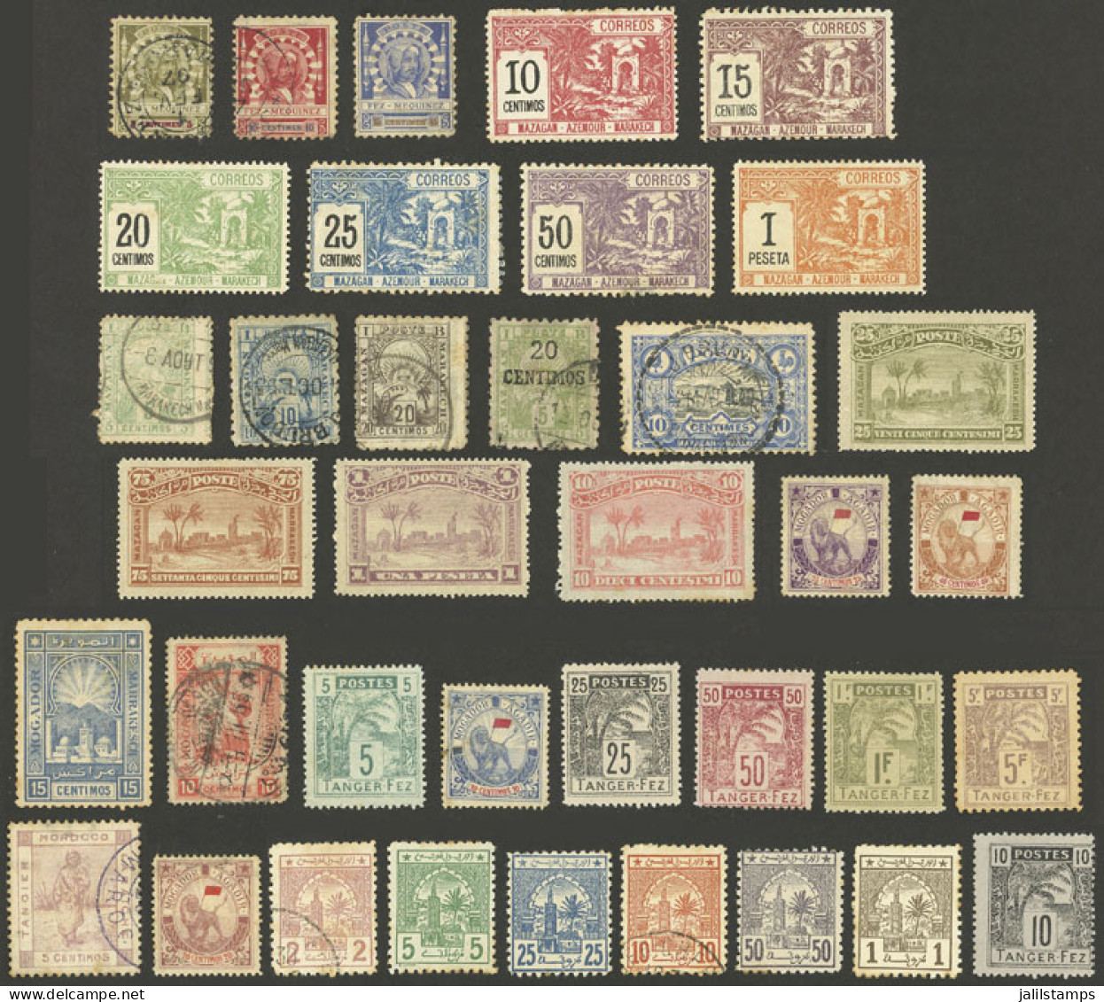 MOROCCO - LOCAL STAMPS: Attractive Group Of Mint (they Can Be Without Gum) Or Used Stamps, Mixed Quality (some With Defe - Altri & Non Classificati