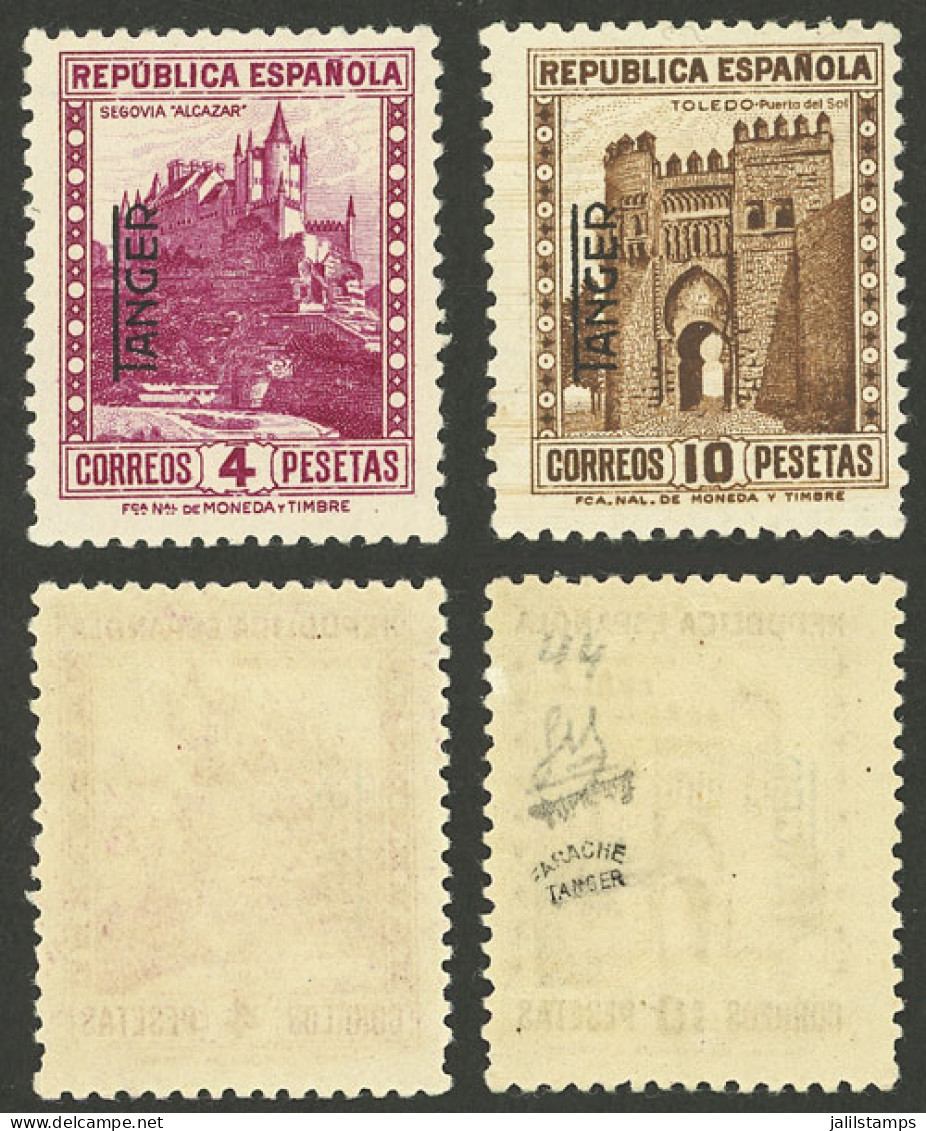 SPANISH MOROCCO: Yvert 265/66, 1937/8 Spanish Stamps Of 4P. And 10P. Overprinted "TANGER", MNH, Superb. The 10P. Value W - Marocco Spagnolo