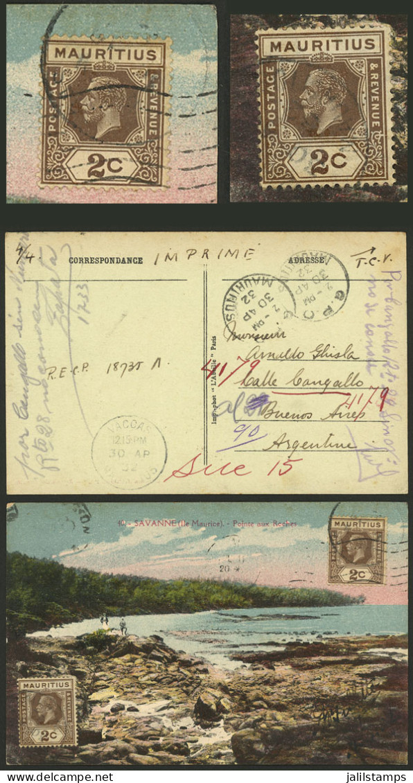 MAURITIUS: RARE DESTINATION: 30/AP/1932 Vacoas - Argentina, Postcard Franked With 4c., Unusual Destination, VF Quality! - Maurice (...-1967)