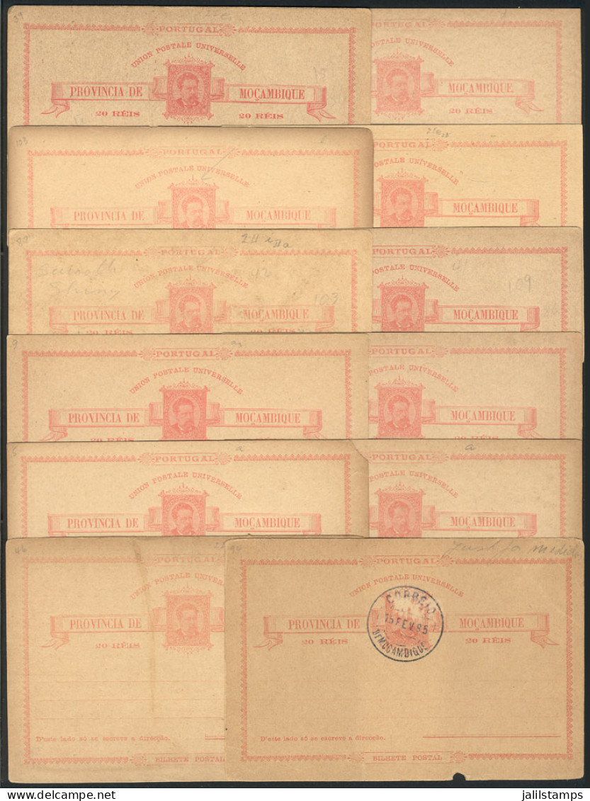 MOZAMBIQUE: 20Rs. Postal Card: 12 Unused Cards, In General Of Fine Quality (some With Defects), Some With Varieties (in  - Mosambik