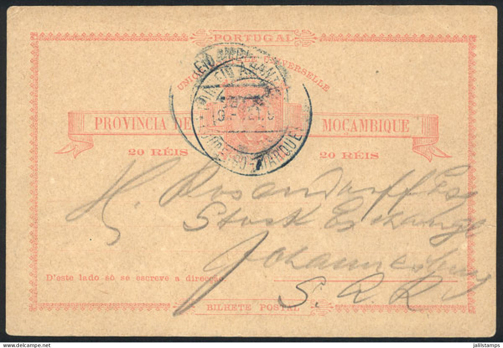 MOZAMBIQUE: 20Rs. Postal Card Sent From Lourenço Marques To Johannesburg On 9/SE/1898, Excellent! - Mozambico