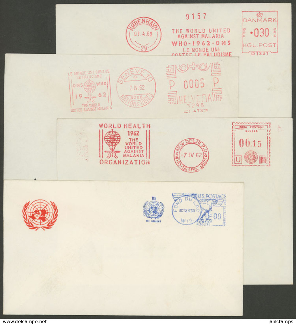 UNITED NATIONS: 4 Covers With Meter Stamps Of The Years 1960 And 1962, Interesting! - Autres & Non Classés